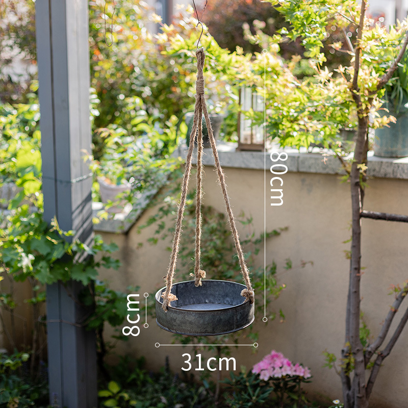 Round wrought iron hanging basket pot wholesale