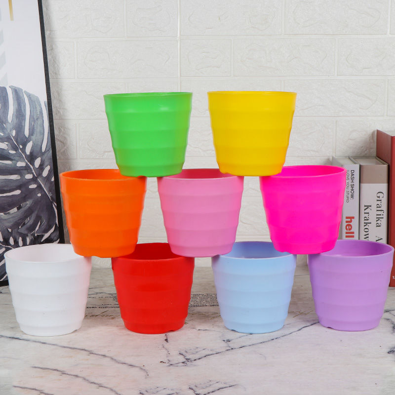 Colorful and succulent creative round plastic plant pots