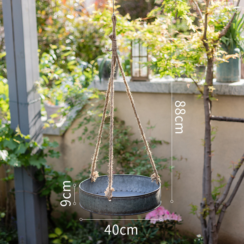 Round wrought iron hanging basket pot wholesale